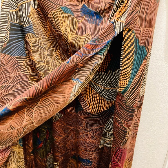 Multicolored Leaf Print Faux Wrap Dress - Picture 7 of 12